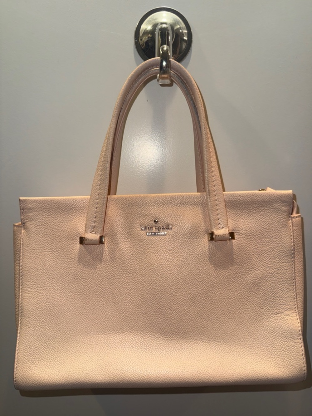 kate spade blush pebble leather satchel with gold hardware